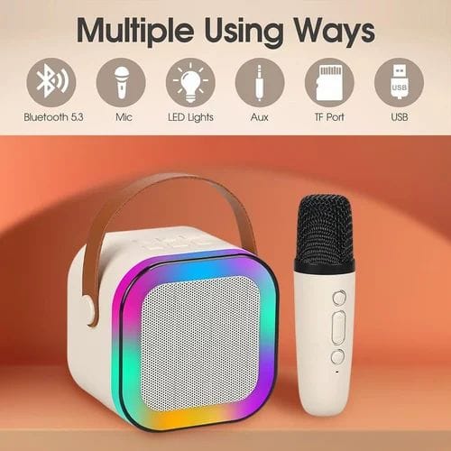 Portable Bluetooth Speaker with Dual Wireless Microphones